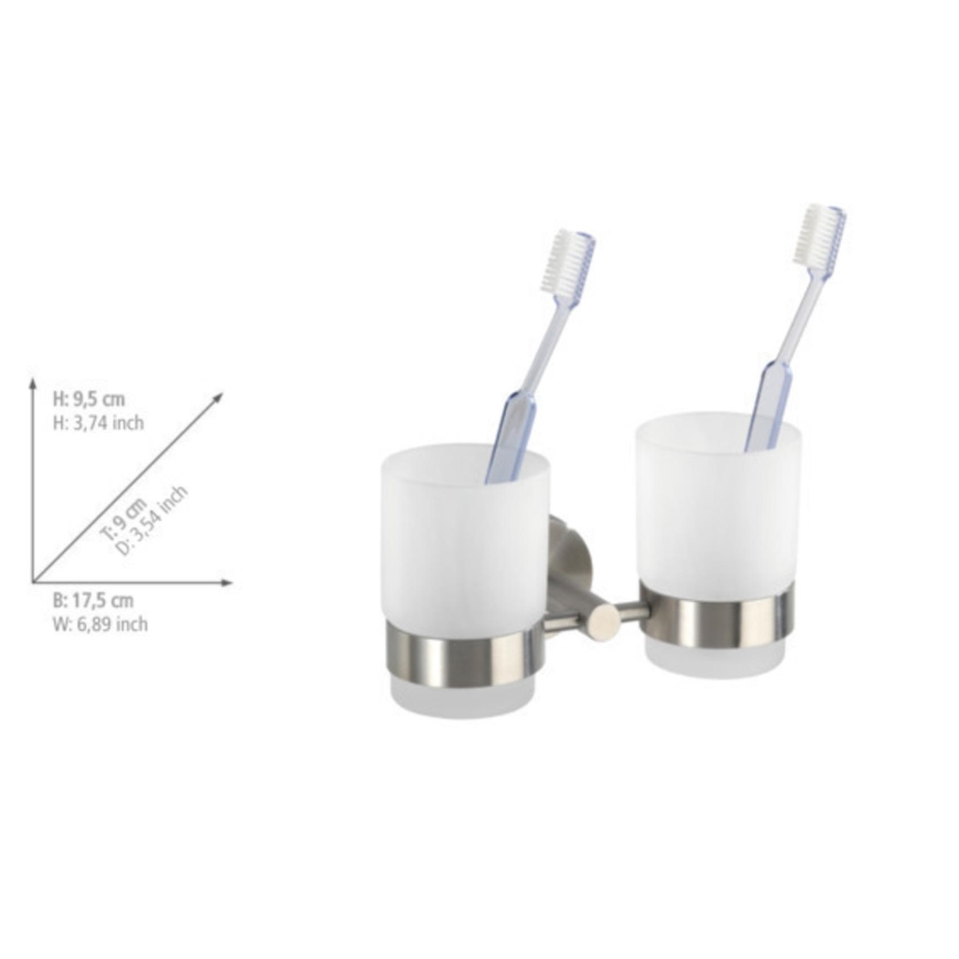 WENKO 19638100 - Държач за четки за зъби BOSIO MATT 17,5x9,5 cm неръждаема стомана/сребрист
