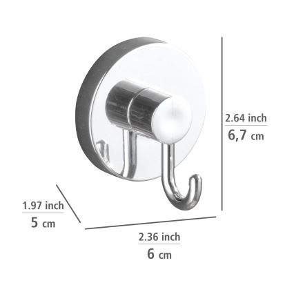 WENKO 20900100-Стоманена кука VACUUM-LOC, кръгла, 6x6,7 cm, лъскав хром