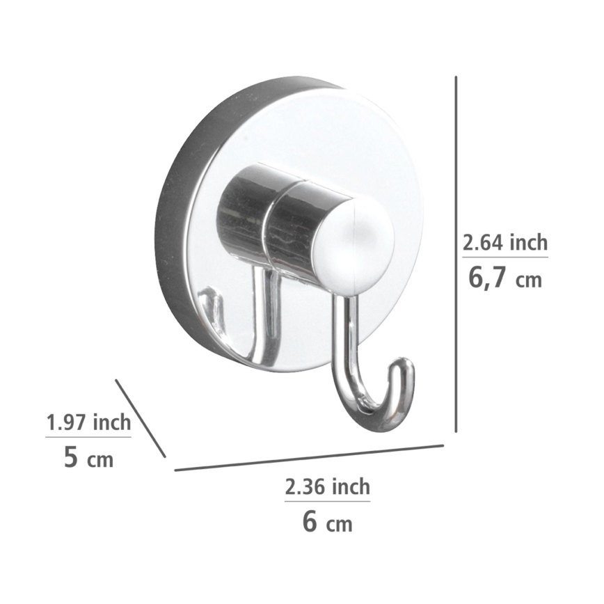 WENKO 20900100-Стоманена кука VACUUM-LOC, кръгла, 6x6,7 cm, лъскав хром