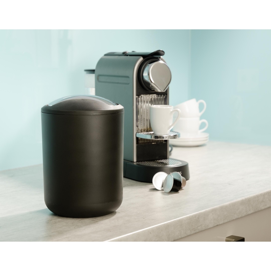 WENKO 21211100 - Кош за отпадъци BRASIL 14x21 см, черен/лъскав хром