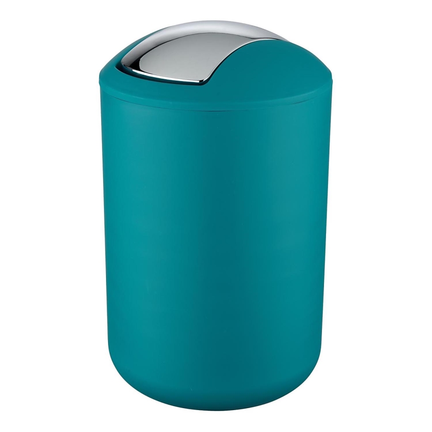 WENKO 21227100 - Кош за отпадъци BRASIL 19,5x31 cm тюркоаз/лъскав хром