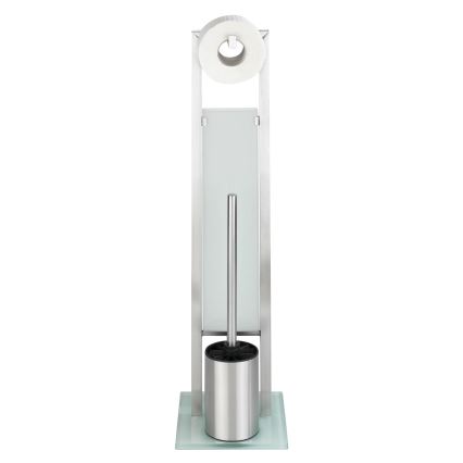 WENKO 21564100 - Четка за тоалетна RIVALTA 18x70 см, неръждаема стомана/сребрист/бял/черен