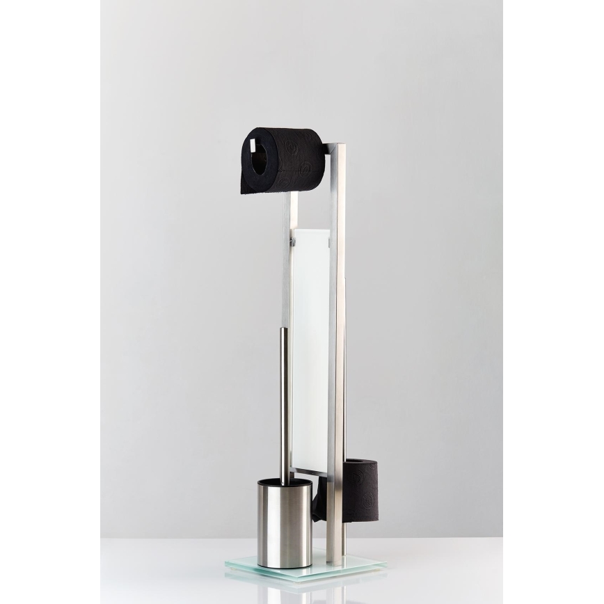 WENKO 21564100 - Четка за тоалетна RIVALTA 18x70 см, неръждаема стомана/сребрист/бял/черен