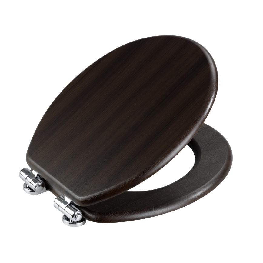 WENKO 22015100-WC тоалетно седало WENGE 35,5x42,5 cm кафяво/сребристо