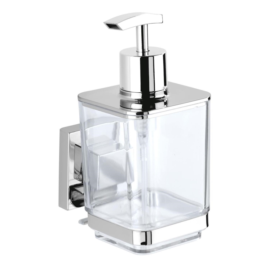 WENKO 22683100-Дозатор за течен сапун VACUUM-LOC QUADRO ED 7,5x16 см сребрист/лъскав хром