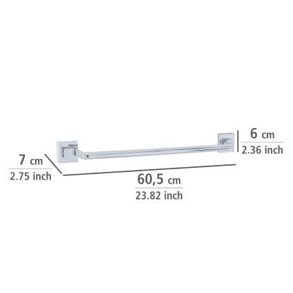WENKO 22684100-Държач за кърпи VACUUM-LOC QUADRO ED 60,5x6 cm сребрист/лъскав хром