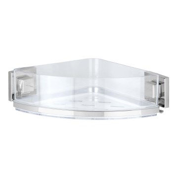 WENKO 22686100-Ъглова полица VACUUM-LOC QUADRO ED 28x19,5 см сребърна/прозрачна