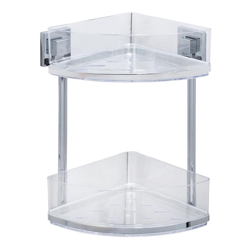 WENKO 22690100-Ъглов рафт VACUUM-LOC QUADRO ED 28x32,5 cm сребрист/лъскав хром