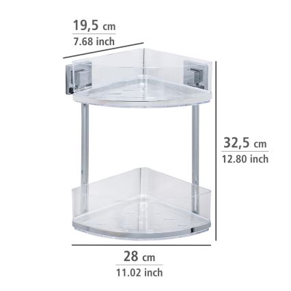 WENKO 22690100-Ъглов рафт VACUUM-LOC QUADRO ED 28x32,5 cm сребрист/лъскав хром