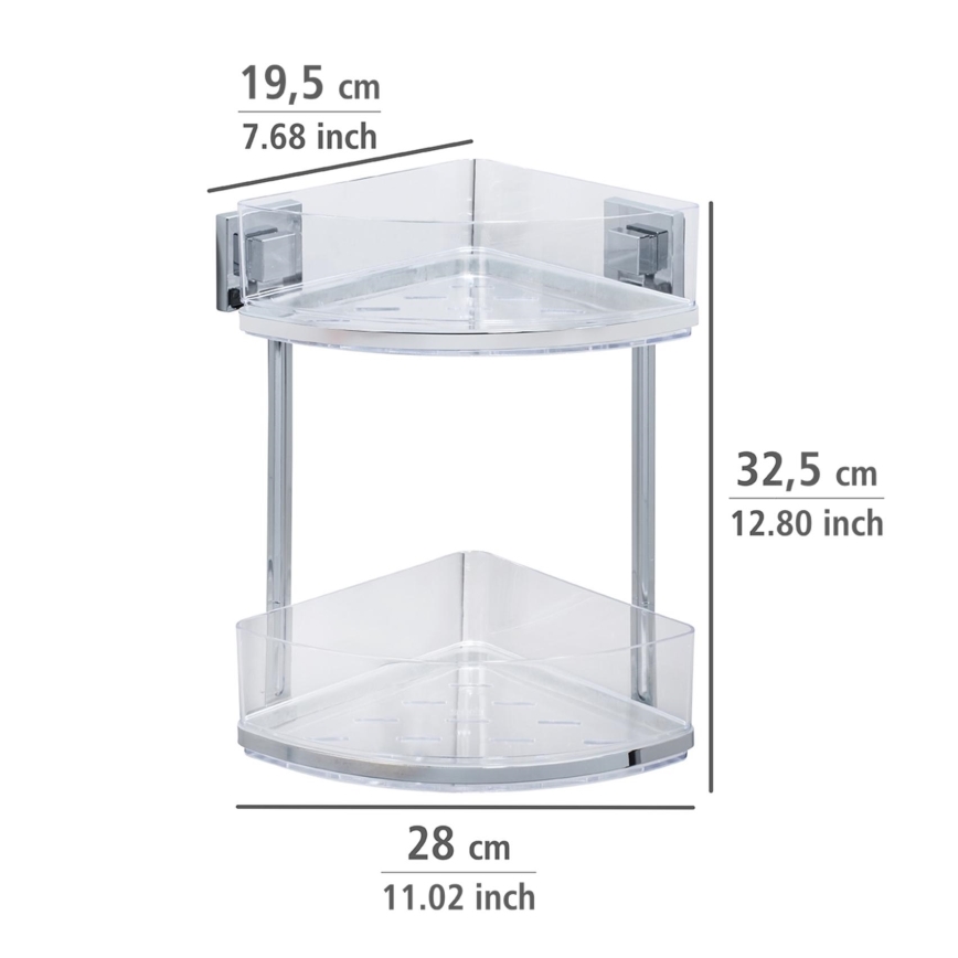 WENKO 22690100-Ъглов рафт VACUUM-LOC QUADRO ED 28x32,5 cm сребрист/лъскав хром