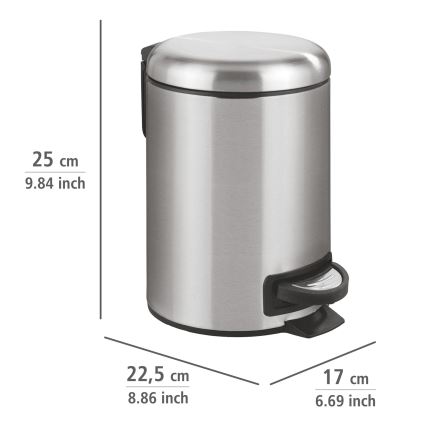 WENKO 22702100 - Кош за отпадъци LEMAN 17x25 см неръждаема стомана/сатен/черен