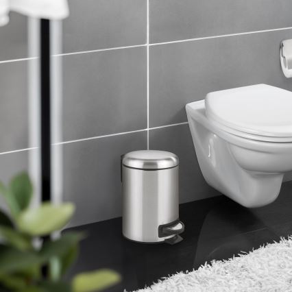 WENKO 22702100 - Кош за отпадъци LEMAN 17x25 см неръждаема стомана/сатен/черен