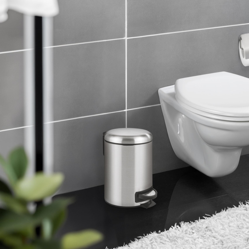 WENKO 22702100 - Кош за отпадъци LEMAN 17x25 см неръждаема стомана/сатен/черен