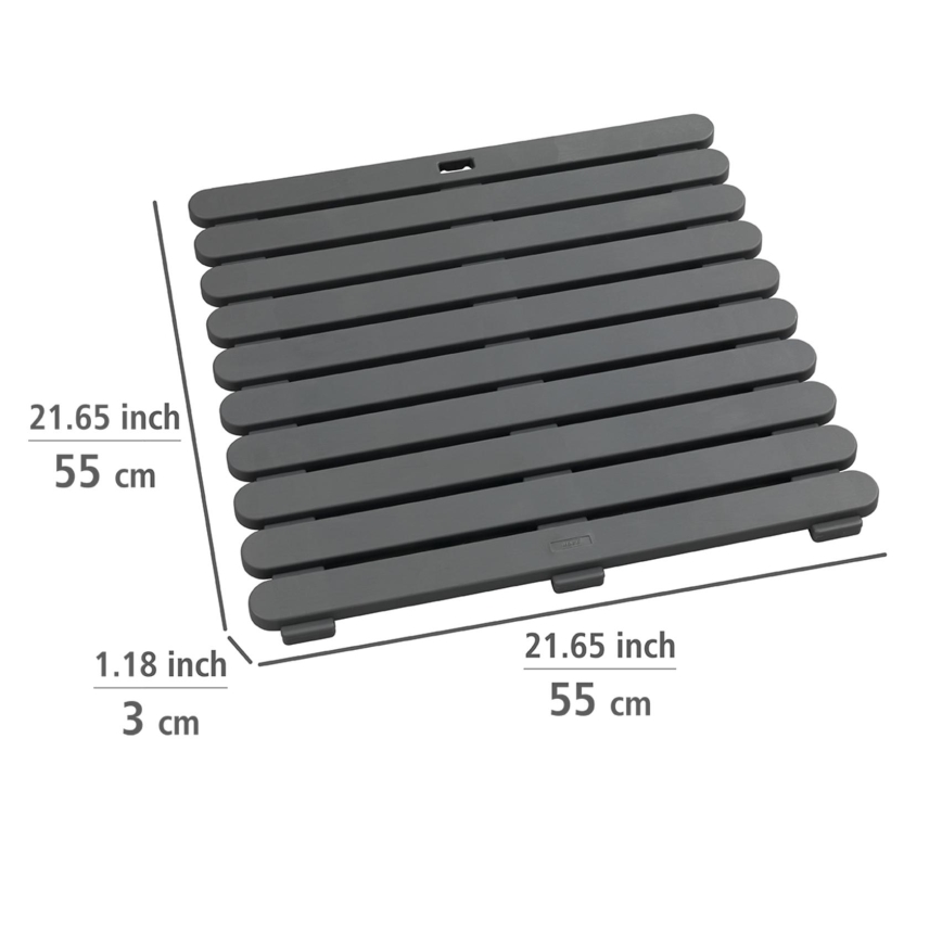 WENKO 22947100 - Подложка за душ, подходяща за вътрешна и външна употреба, 55 x 55 см, сива