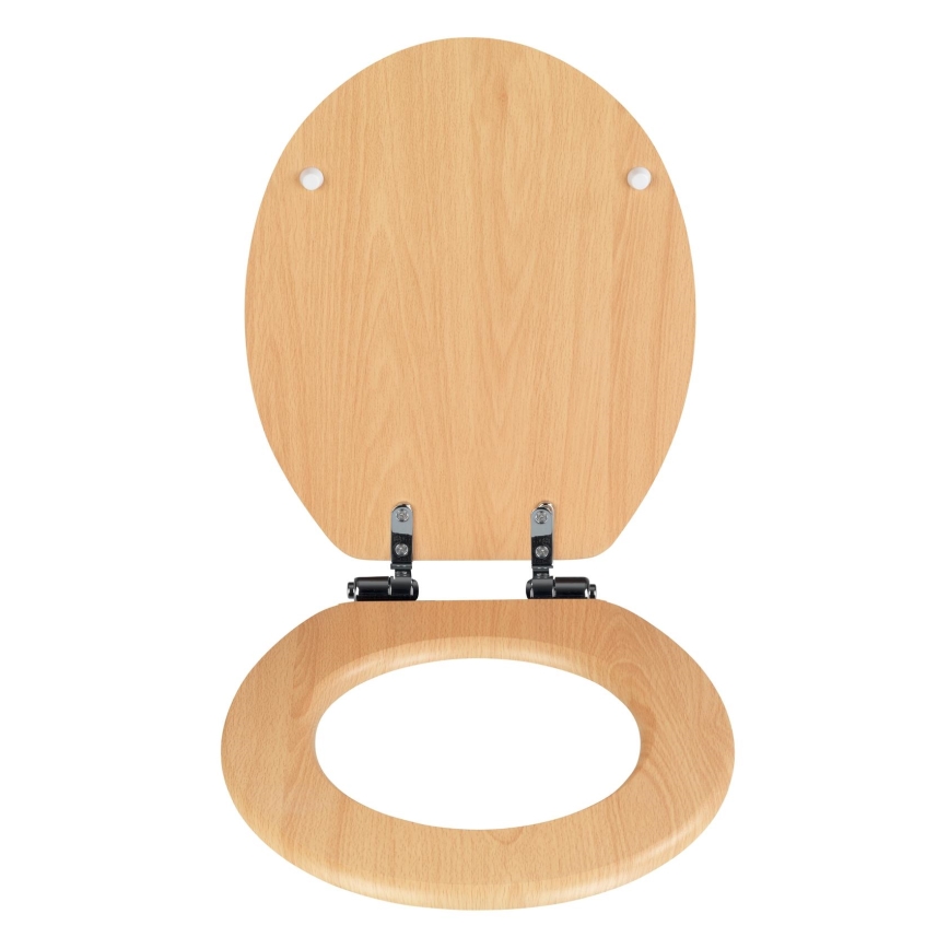 WENKO 22979100-WC тоалетна седалка NATURAL BEECH 35,5x42,5 см кафява/сребриста