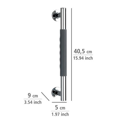 WENKO 23284100-Ръкохватка SECURA 40,5x9 cm неръждаема стомана/антрацит/лъскав хром