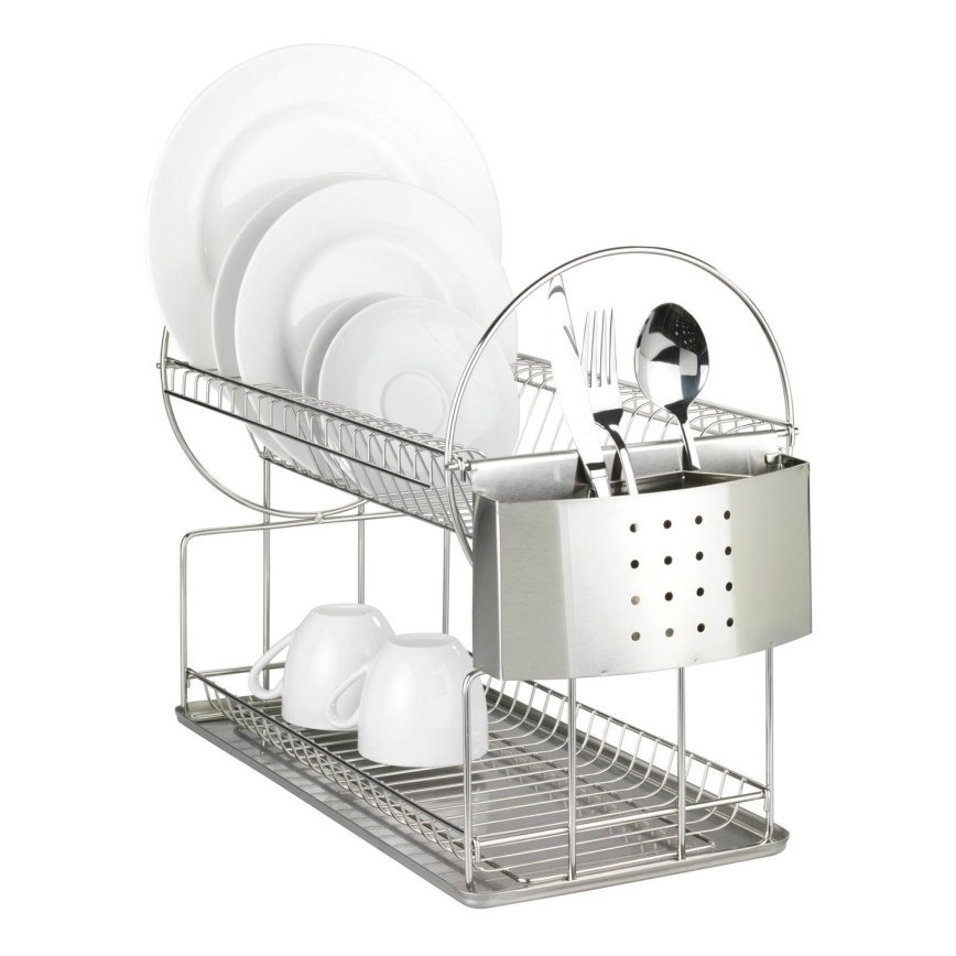 WENKO 2329100 - Сушилник за съдове DUO 21x33 см неръждаема стомана/сребрист