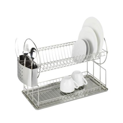 WENKO 2329100 - Сушилник за съдове DUO 21x33 см неръждаема стомана/сребрист