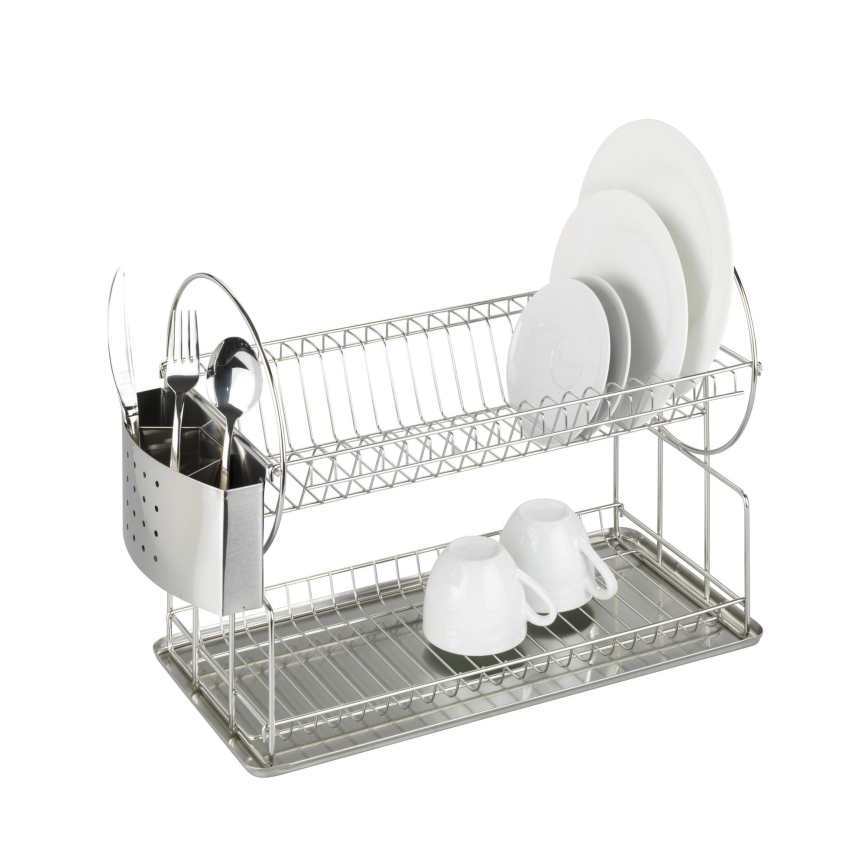 WENKO 2329100 - Сушилник за съдове DUO 21x33 см неръждаема стомана/сребрист