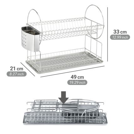WENKO 2329100 - Сушилник за съдове DUO 21x33 см неръждаема стомана/сребрист