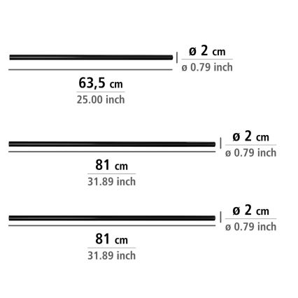 WENKO 23565100 - Черен прът 2 x 2 см