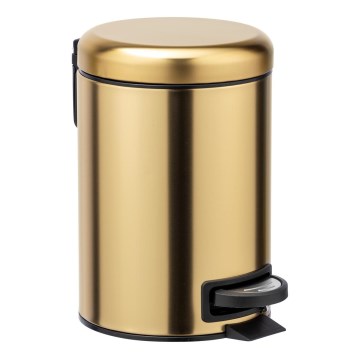 WENKO 24009800 - Кош за отпадъци LEMAN 17x25 cm неръждаема стомана/златист/черен