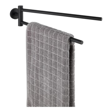 WENKO 24238100-Закачалка за хавлии BOSIO BLACK 5,5x43 см неръждаема стомана/сребриста