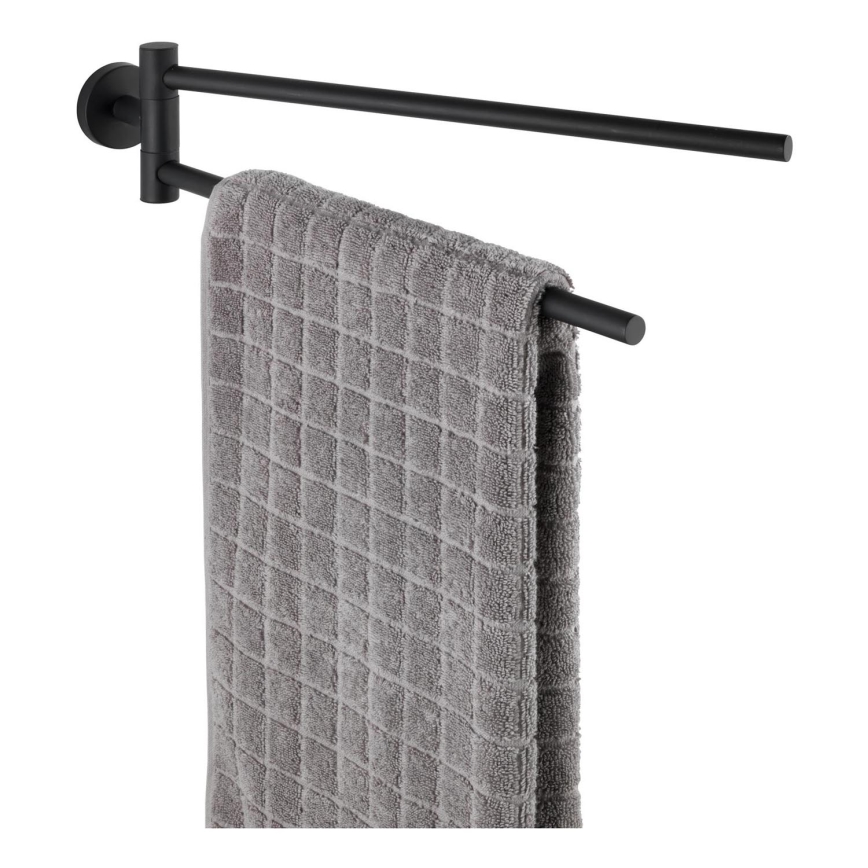 WENKO 24238100-Закачалка за хавлии BOSIO BLACK 5,5x43 см неръждаема стомана/сребриста
