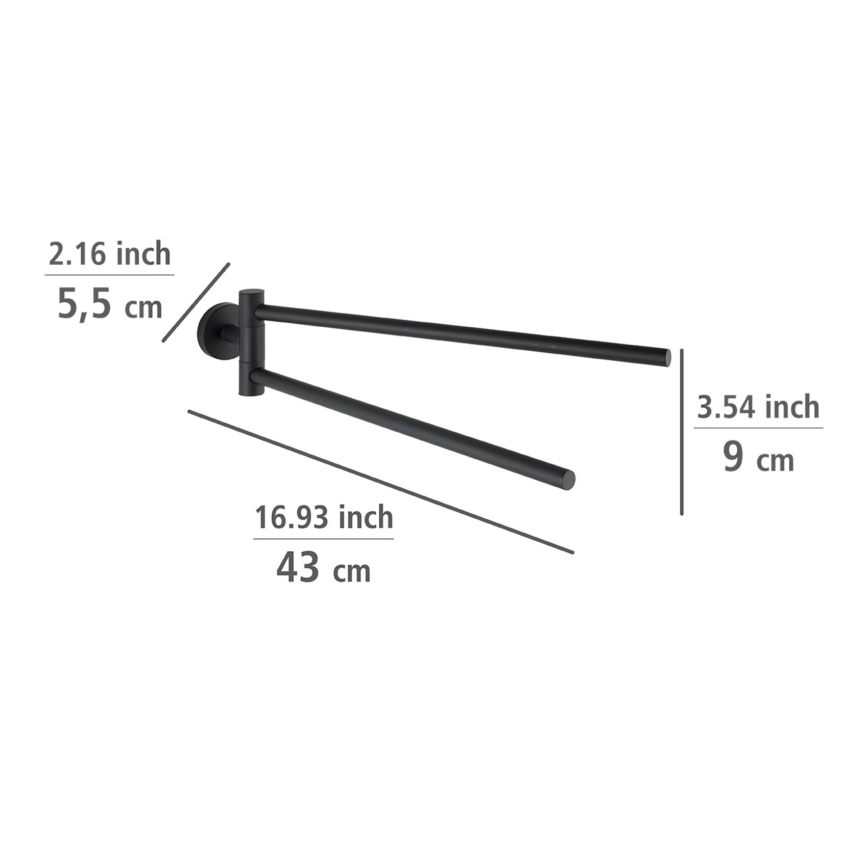 WENKO 24238100-Закачалка за хавлии BOSIO BLACK 5,5x43 см неръждаема стомана/сребриста