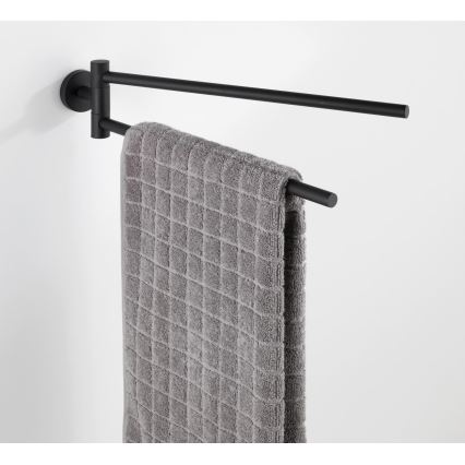WENKO 24238100-Закачалка за хавлии BOSIO BLACK 5,5x43 см неръждаема стомана/сребриста