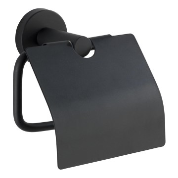 WENKO 24241100- Държач за тоалетна хартия BOSIO BLACK, 15 x 13,5 см, неръждаема стомана/сребрист