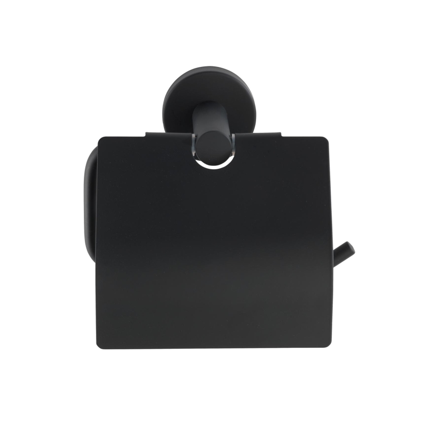 WENKO 24241100- Държач за тоалетна хартия BOSIO BLACK, 15 x 13,5 см, неръждаема стомана/сребрист