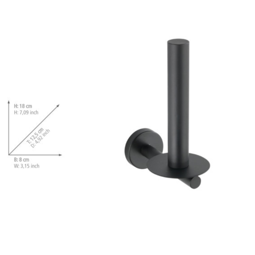 WENKO 24262100-Държач за тоалетна хартия BOSIO BLACK 8x18 см неръждаема стомана/сребрист