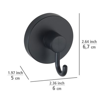 WENKO 24730100-Кука VACUUM-LOC, кръгла, черна, 6x6,7 cm