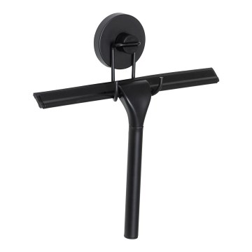 WENKO 24731100 - Гумена стъргалка за душ VACUUM-LOC, кръгла, 24,5x25 cm, черна