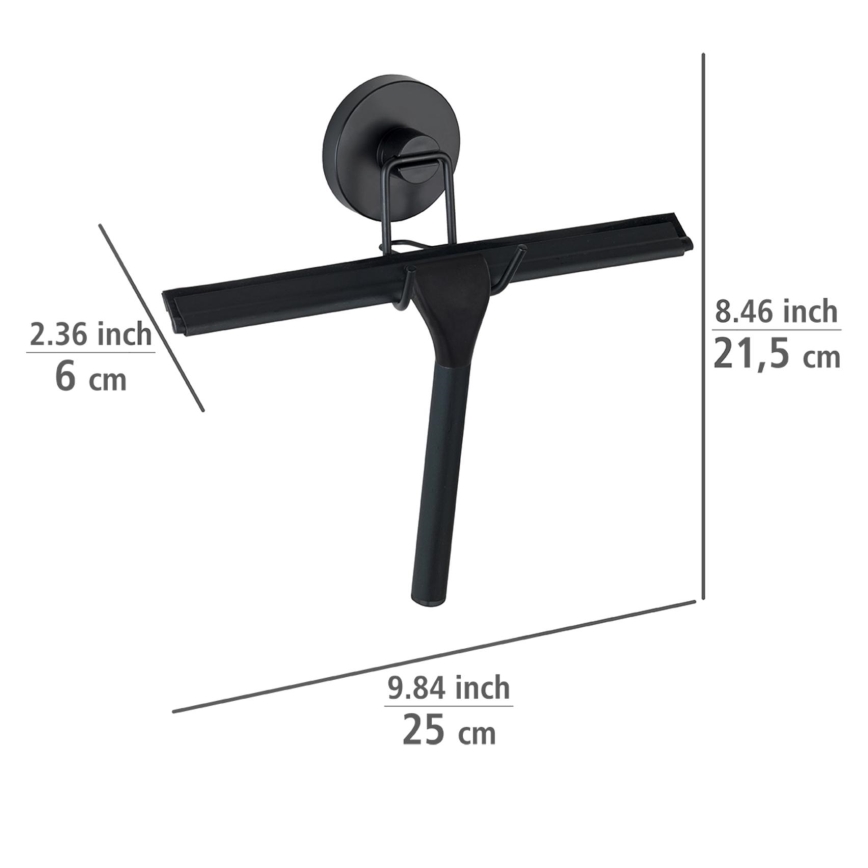 WENKO 24731100 - Гумена стъргалка за душ VACUUM-LOC, кръгла, 24,5x25 cm, черна