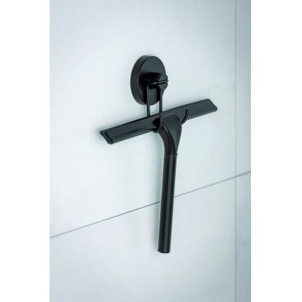 WENKO 24731100 - Гумена стъргалка за душ VACUUM-LOC, кръгла, 24,5x25 cm, черна