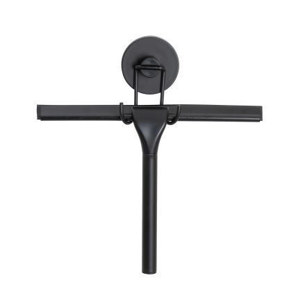 WENKO 24731100 - Гумена стъргалка за душ VACUUM-LOC, кръгла, 24,5x25 cm, черна