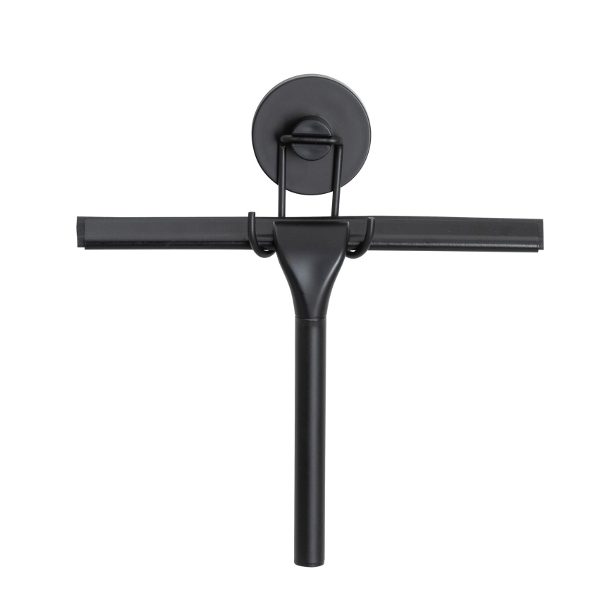 WENKO 24731100 - Гумена стъргалка за душ VACUUM-LOC, кръгла, 24,5x25 cm, черна