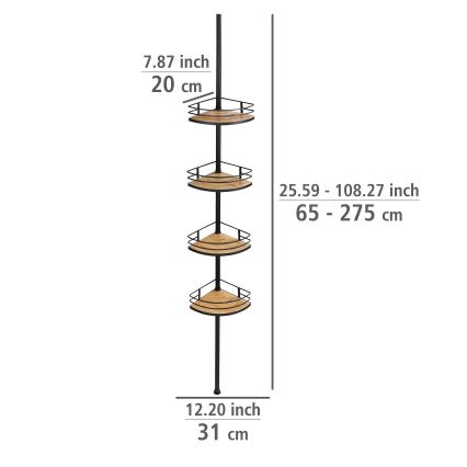 WENKO 24756100-Ъглова полица DOLCEDO 31x20 см неръждаема стомана/черна/кафява