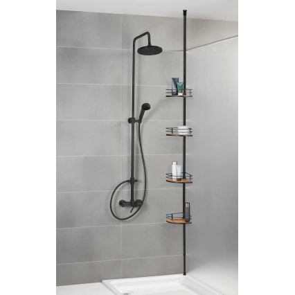 WENKO 24756100-Ъглова полица DOLCEDO 31x20 см неръждаема стомана/черна/кафява