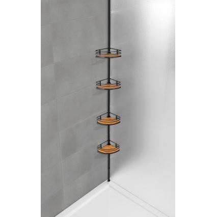 WENKO 24756100-Ъглова полица DOLCEDO 31x20 см неръждаема стомана/черна/кафява