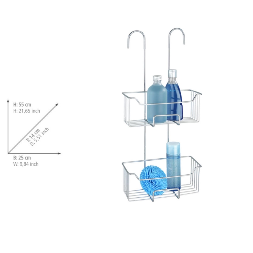 WENKO 24758100 - Душова полица MILO 25x55 см сребриста/прозрачна