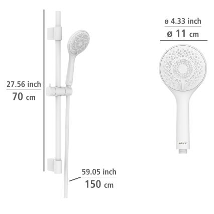 WENKO 24916100 - Комплект за душ WATERSAVING SYSTEM 70 см, бял