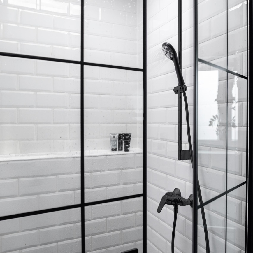 WENKO 24924100 - душова глава със система за пестене на вода 11x11 cm черна