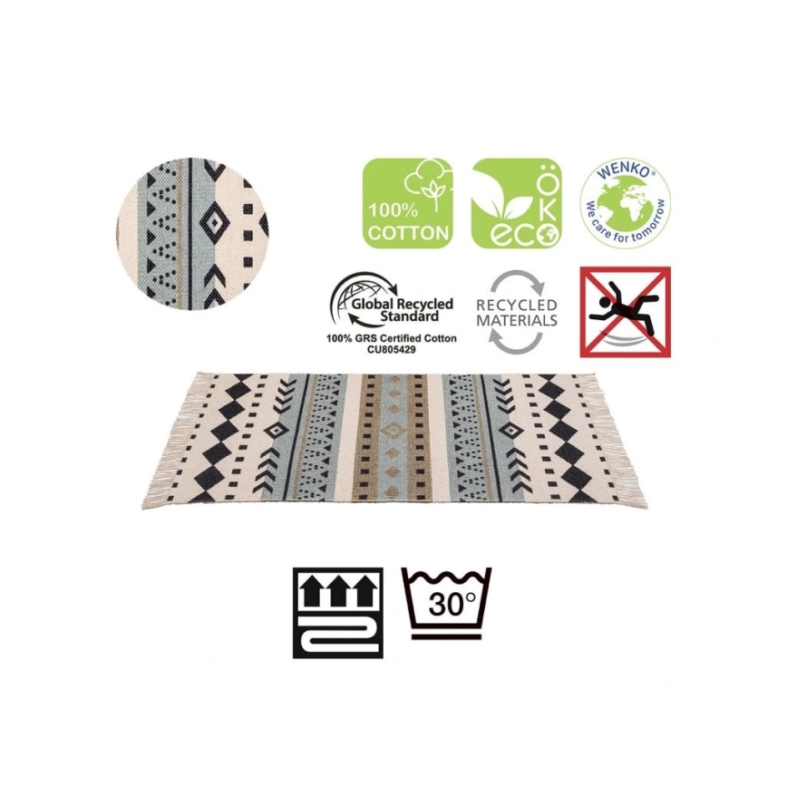 WENKO 25277100 - Постелка от рециклиран памук, 80 x 50 см, пъстроцветна