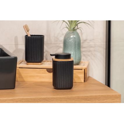 WENKO 25298100 - Дозатор за сапун ROTELLO 8,9x12,7 cm черен/кафяв