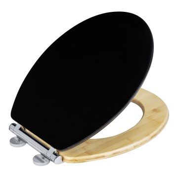 WENKO 25772100 - тоалетна седалка BAMBUZA 37x44 cm черна/кафява/лъскав хром