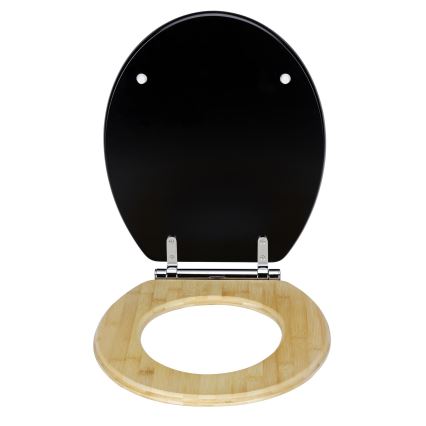 WENKO 25772100 - тоалетна седалка BAMBUZA 37x44 cm черна/кафява/лъскав хром