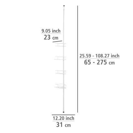 WENKO 26015100 - Ъглова полица DOLCEDO 31x230 cm неръждаема стомана/бяла